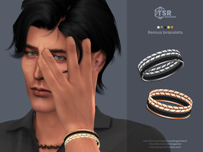 Sims 4 — Remus bracelets left by sugar_owl — Leather and metal bracelets for male sims. 5 swatches: gold, silver, bronze.