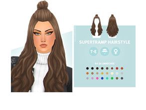 Sims 4 — Supertramp Hairstyle by simcelebrity00 — Hello Simmers! Complete your sims look with this top knot wavy