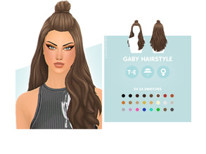 Sims 4 — Gaby Hairstyle by simcelebrity00 — Hello Simmers! Complete your sims look with this top knot wavy hairstyle that