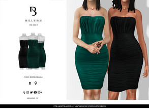 Sims 3 — Straight Bandeau Neckline Ruched Midi Dress by Bill_Sims — This dress features a flattering straight neckline in