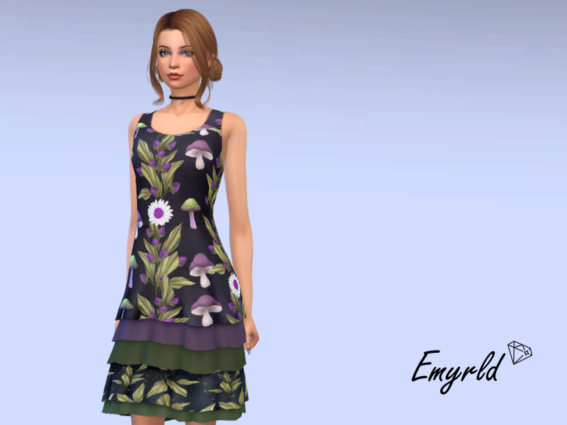 Sims 4 The Sims Resource | Fairycore Nature Ruffle Dress (requires Jungle Adventures) by TSR Creator