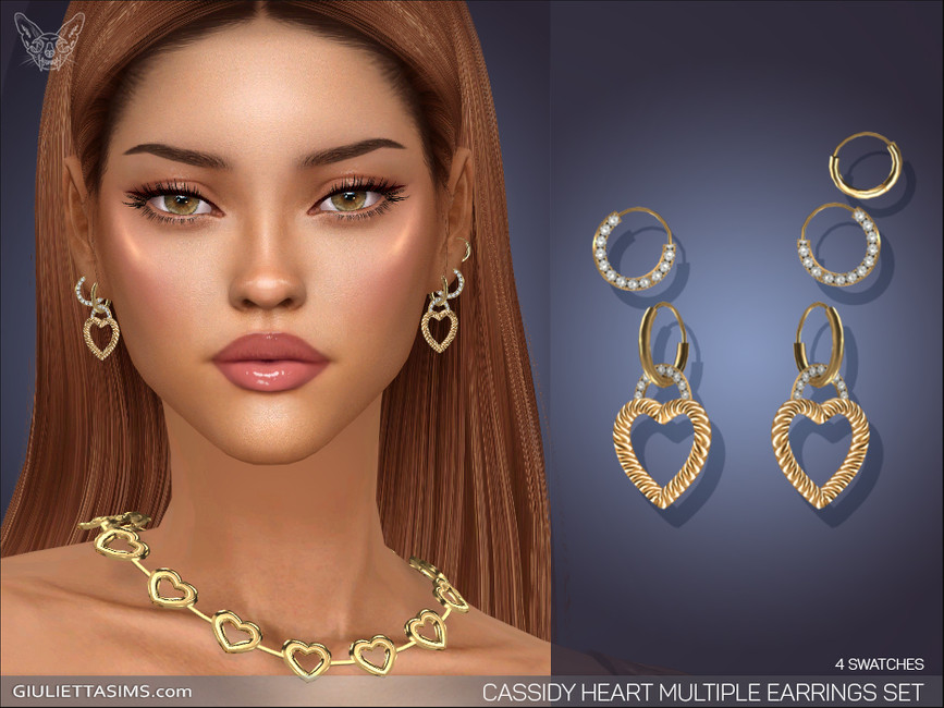 The Sims Resource - Cassidy Heart Earrings Set