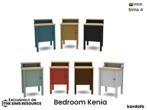 Sims 4 — kardofe_Bedroom Kenia_EndTable by kardofe — Bedside table with a door and high legs, in six colour options