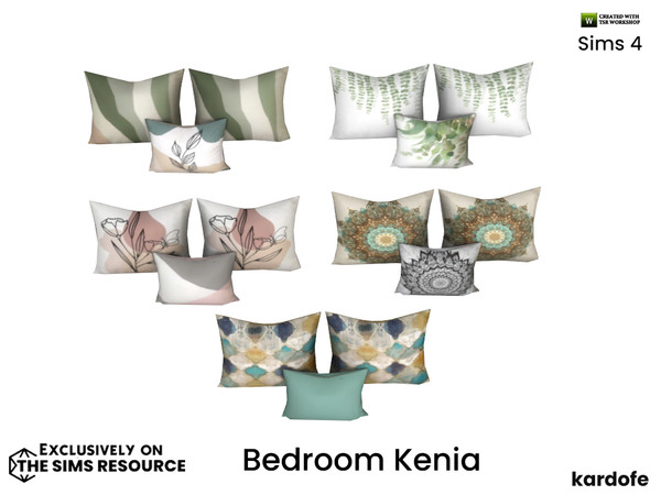 Sims 4 — kardofe_Bedroom Kenia_Cushions by kardofe — Group of three decorative cushions, to put on the bed, in five