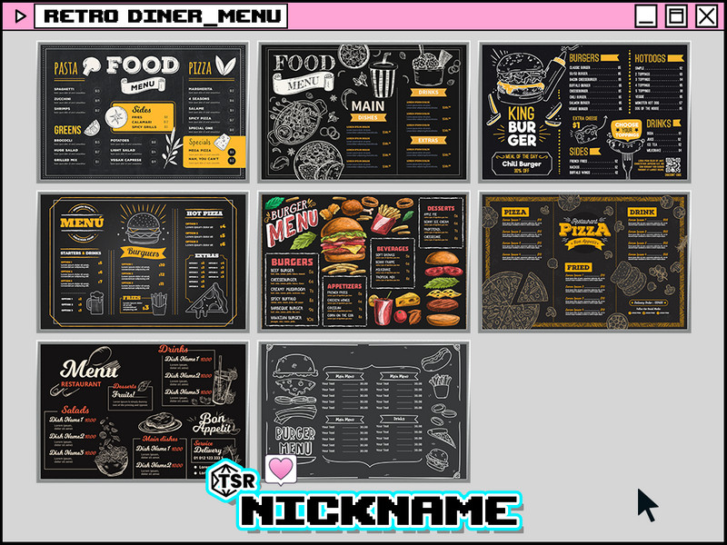 Sims 4 The Sims Resource | retro diner_menu by TSR Creator
