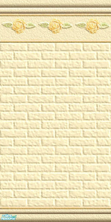 Sims 2 — Yellow Roses by perelinka — Painted brick wall with roseshape relief.
