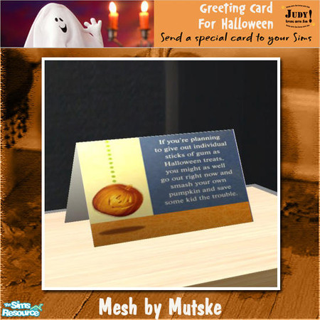 Sims 2 — Judy Halloween Card 7 by judyhugsnoopy — Sending a Halloween Card to your Sims ;D You must need to download the