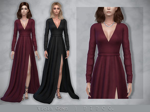 Sims 4 — Viola Gown. by Pipco — A belted gown in 15 colors. Base Game Compatible New Mesh All Lods HQ Compatible Shadow,