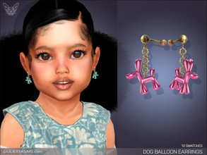 Sims 4 — Dog Balloon Earrings For Toddlers by feyona — Dog Balloon Earrings For Toddlers come in 12 metallic colors. * 12