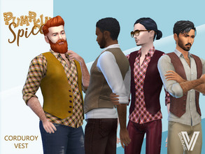 Sims 4 — Pumpkin Spice Corduroy Vest by SimmieV — Autumn is when you finally get to break out the corduroy and why should