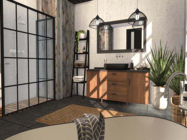 Sims 4 — Aton Bathroom by Suzz86 — Aton is a fully furnished and decorated bathroom. Size: 5x5 Value: $ 5,900 Short Walls