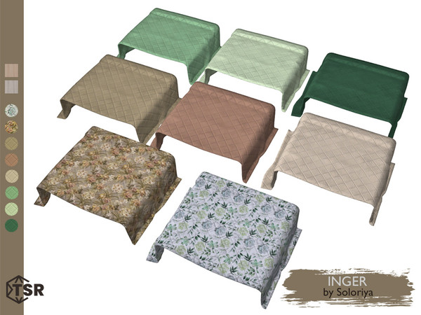Sims 4 — Inger. Bed Blanket by soloriya — Decorative bed blanket. Part of Inger set. 8 color variations. Category: