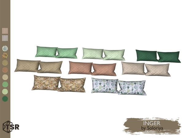 Sims 4 — Inger. Bed Pillows by soloriya — Two bed pillows in one mesh. Part of Inger set. 8 color variations. Category: