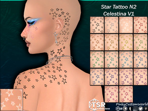 Sims 4 — Star Tattoo N2 - Celestina V1 (Set) by PinkyCustomWorld — Simple star outline tattoo for shoulders, neck and