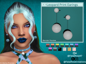 Sims 4 — Leopard Print Earings by FatalRose47 — Simple Set of Earings with a leopard print pattern. Also comes in 4 solid