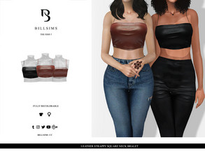 Sims 3 — Leather Strappy Square Neck Bralet by Bill_Sims — This top features a leather material with a strappy design and