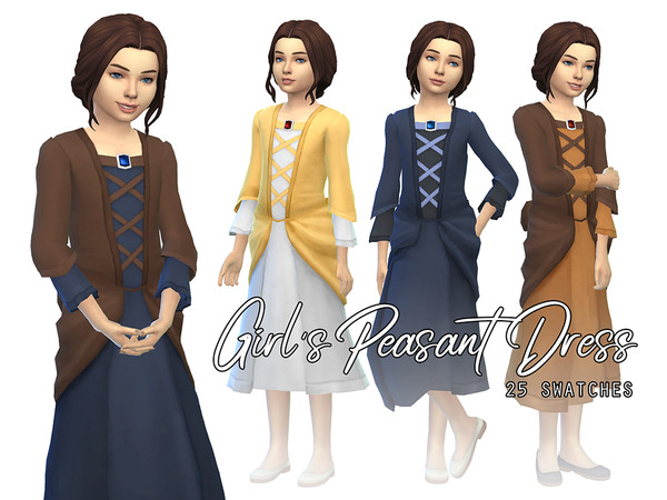 Sims 4 — Medieval Girl's Peasant Dress (Spooky Stuff Recolor) by Naunakht — A recolor of the neon princess dress from
