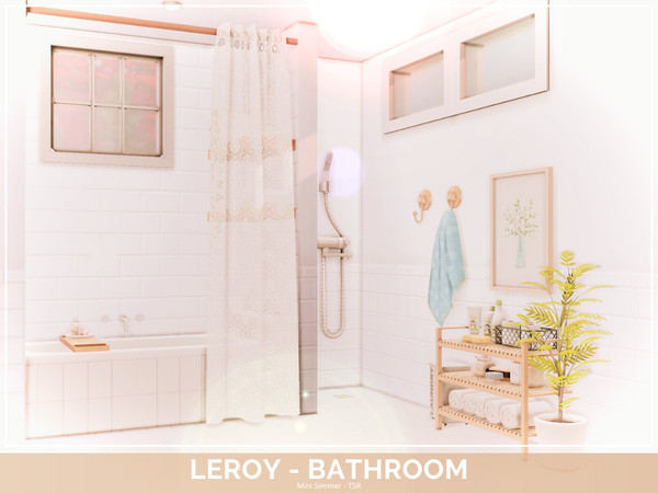 Sims 4 — Leroy Bathroom - TSR Only CC by Mini_Simmer — Room type: Bathroom Size: 4x4 Price: $2,814 Wall Height: Short