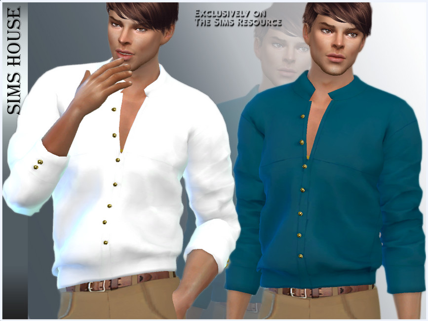 The Sims Resource MEN'S SHIRT WITH STAND COLLAR