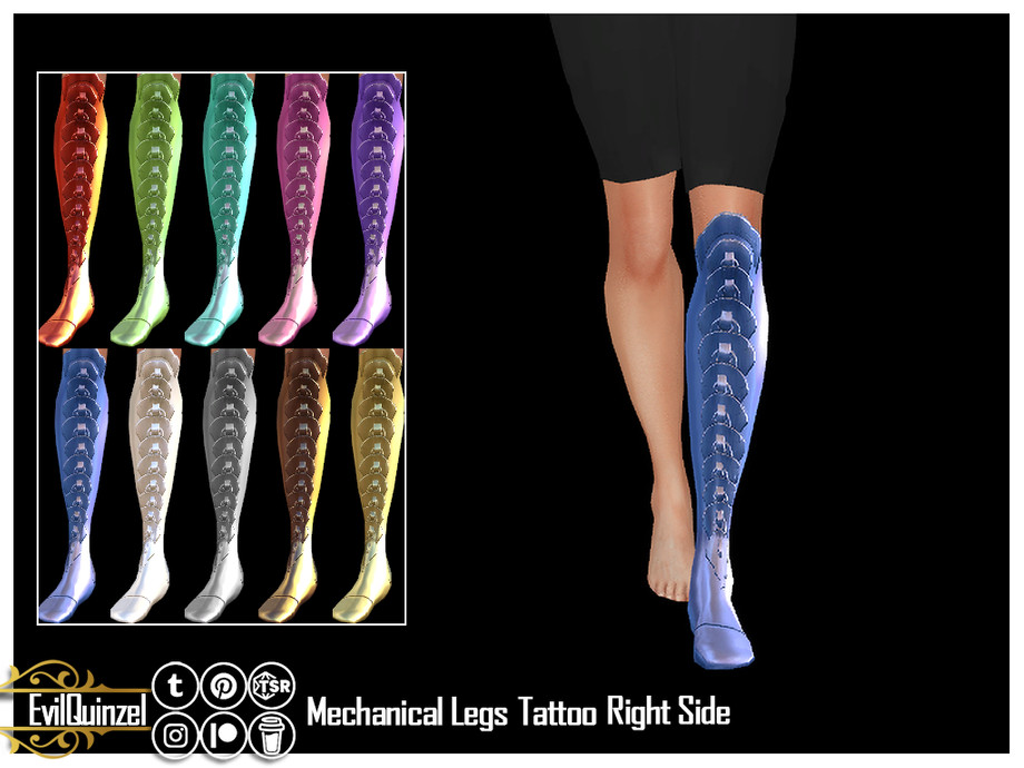 The Sims Resource - Mechanical Legs Tattoo Right Side