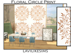 Sims 4 — Floral Circle Print by lavilikesims — A delicate leaf pattern in the shape of a large circle, can be put into 3