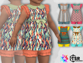 Sims 4 — Toddler Earth Song Dress - Needs SP Toddler by Pelineldis — Five sweet dresses in natural colours.