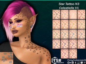 Sims 4 — Star Tattoo N3 - Celestielle V1 (Set) by PinkyCustomWorld — Simple star outline tattoo for shoulders, neck and