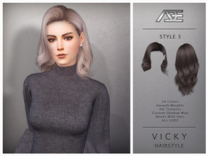 Sims 4 — Vicky - Style 3 (Hairstyle) by Ade_Darma — Vicky Hairstyle - Style 3 New Hair Mesh 56 Colors HQ Textures No
