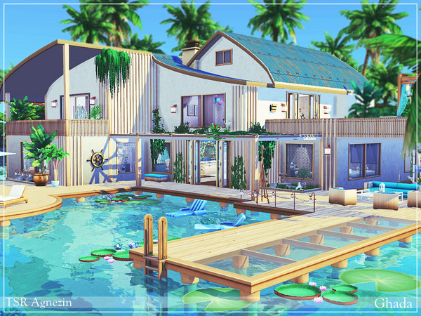 Sims 4 — Ghada-no cc by Agnezin — Large residence in Sulani. Lot 50/50. It has 5 bedrooms, 4 bathrooms, large living room