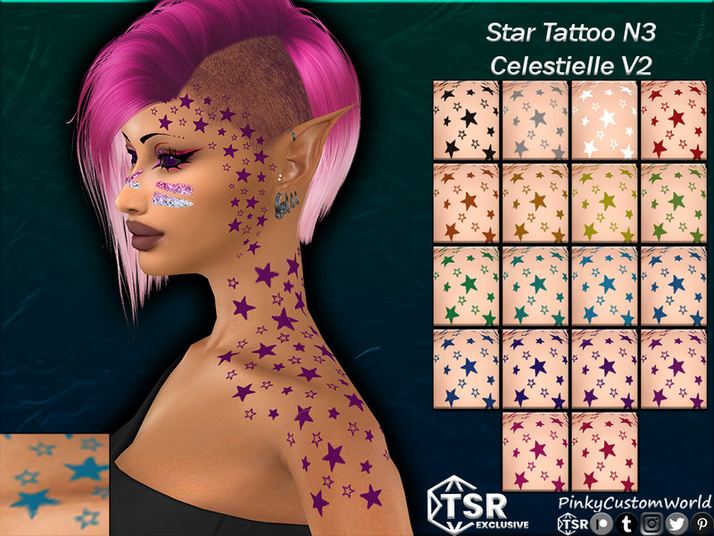 Sims 4 Star Tattoo N3 - Celestielle V2 (Tattoo) by PinkyCustomWorld