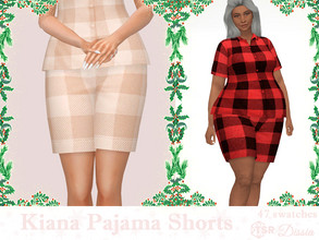 Sims 4 — Kiana Pajama Shorts by Dissia — Buffalo plaid high waist pajama shorts Available in 47 swatches