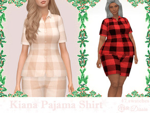 Sims 4 — Kiana Pajama Shirt by Dissia — Short sleeves buffalo plaid pajama buttoned shirt Available in 47 swatches