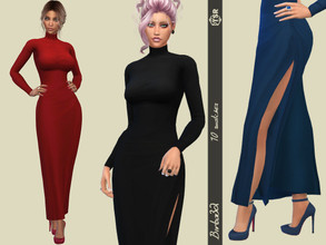 Sims 4 — Regina Dress by Birba32 — A long dress with a big vent on the side. In 10 colors, perfect for formal occasion