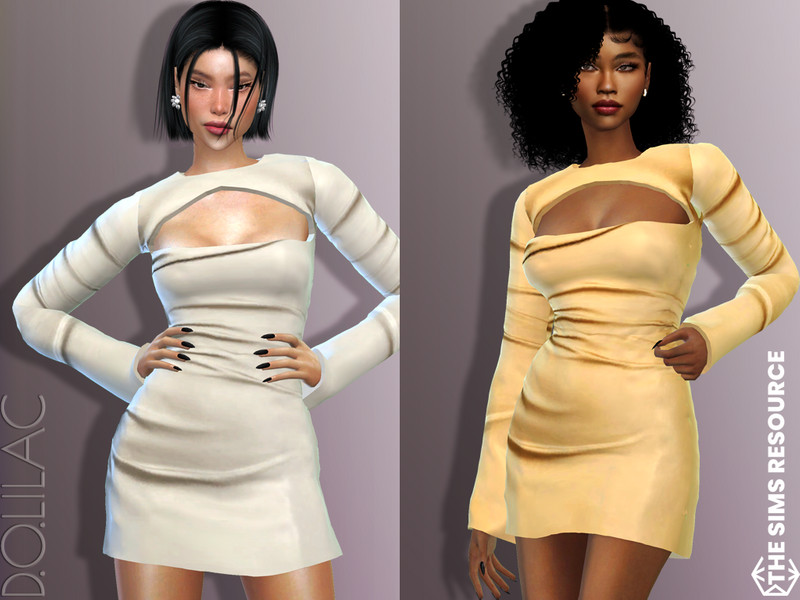 Sims 4 The Sims Resource | Long Sleeved Corset Satin Mini Dress DO636 by TSR Creator