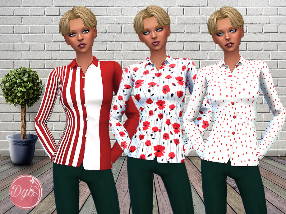 The Sims Resource - Red and white blouse