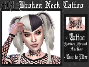 Sims 4 — Broken Neck Tattoo by MaruChanBe2 — Neck tattoo with text <3