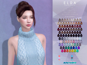 Sims 4 — Elda - Hairstyle by Anto — High wavy ponitail with fringe