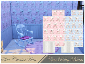 Sims 4 — Cute Baby Bears Wallpaper by Sim_Creator_Ann — A cute baby bear wallpaper for your nursery, in 3 wall heights, 4