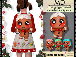 Sims 4 — cute gingerbread cookie backpack Child by Mydarling20 — new mesh base game compatible all lods all maps 8 colors
