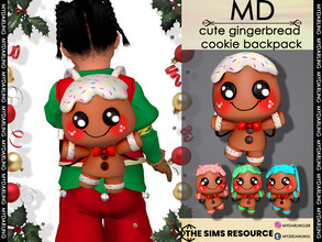 Sims 4 — cute gingerbread cookie backpack toddler by Mydarling20 — new mesh base game compatible all lods all maps 8