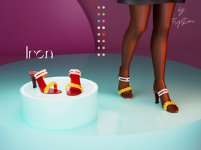Sims 4 — Iren - female heels shoes by FlyStone — Cool elegant high-heeled shoes with ribbons and chains. Perfect for any