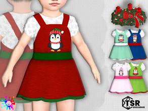Sims 4 — Toddler Winter Penguin Pinafore - Needs SP Toddler by Pelineldis — Five sweet pinafore dresses with winter