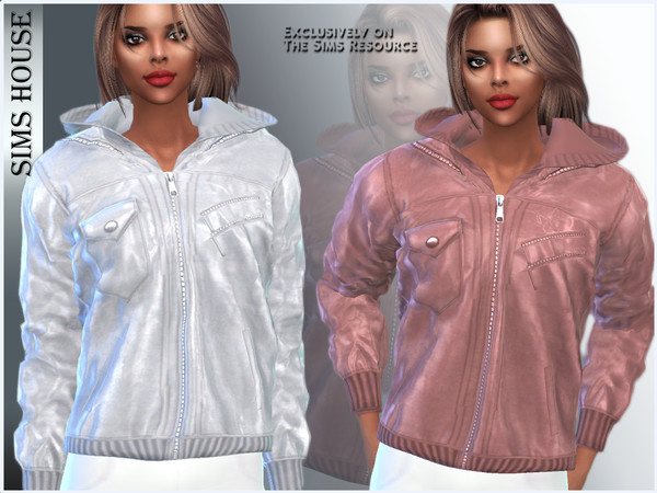 The Sims Resource - WOMEN'S LEATHER JACKET WITH HOOD