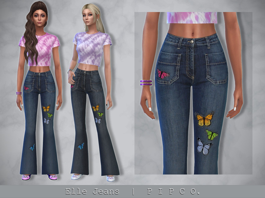 The Sims Resource - Elle Butterfly Jeans.