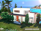Sims 4 — Modern Haven  by Summerr_Plays — Modern Haven is a modern two-storey, one-bedroom, one-and-a-half-bath house in