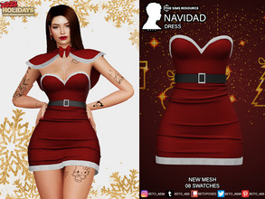 Sims 4 — Navidad (Dress) by Beto_ae0 — Christmas short dress, enjoy it - 08 colors - New Mesh - All Lods - All maps