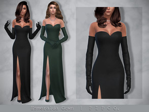 Sims 4 — Esmeralda Gown. by Pipco — An elegant gown with gloves. 12 swatches Base Game Compatible New Mesh All Lods HQ