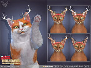 Sims 4 — Deer Golden Antlers For Cats by feyona — Deer Golden Antlers For Cats come with 5 swatches. * Hat category (for