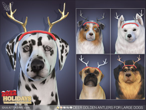 Sims 4 — Deer Golden Antlers For Large Dogs by feyona — Deer Golden Antlers For Large Dogs come with 5 swatches. * Hat