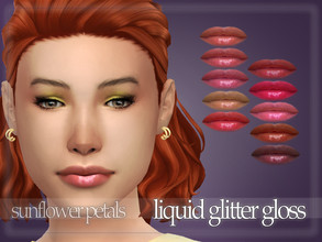 Sims 4 — Liquid Glitter Gloss by SunflowerPetalsCC — A lip gloss with a glossy, glittery look. Comes in 10 swatches.